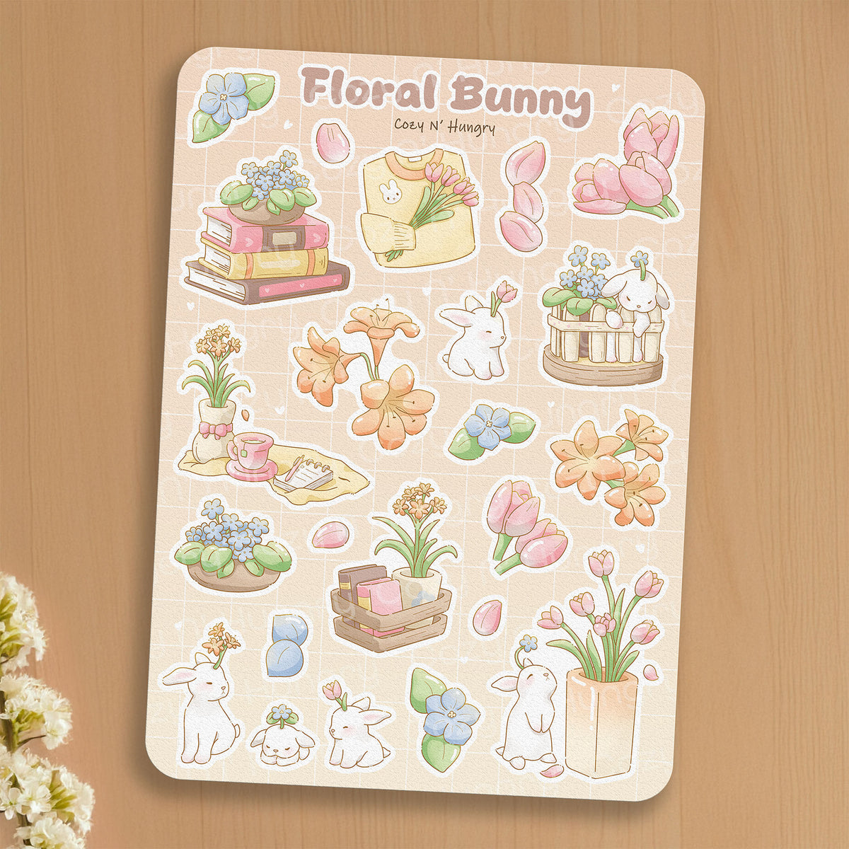 Floral Bunny Sticker Sheet